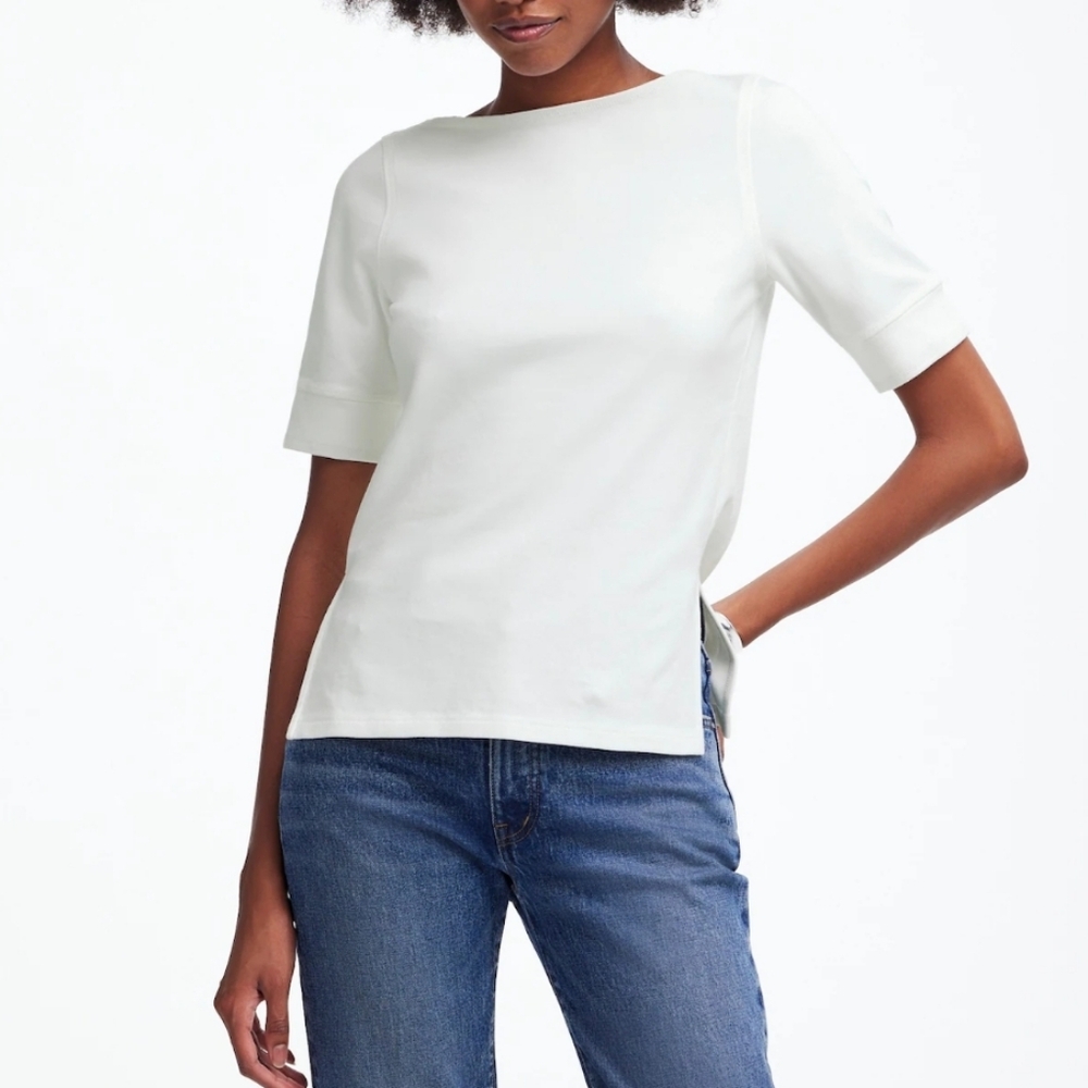Madewell Elbow Sleeve Boatneck Tee Shirt Top Size XXS NWOT